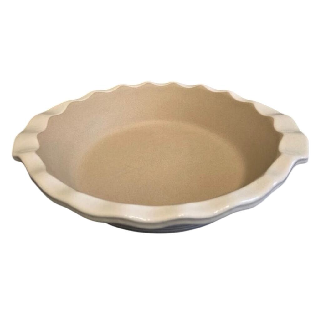 Pampered Chef New Traditions Stoneware Pie Plate Pan 9 Round Fluted Deep Dish